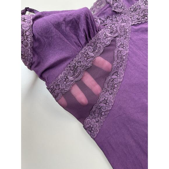 Adore Me Women’s Babydoll Slip Dress XL Purple Mesh Lace Y2K Floral Retro Slinky - Picture 8 of 15